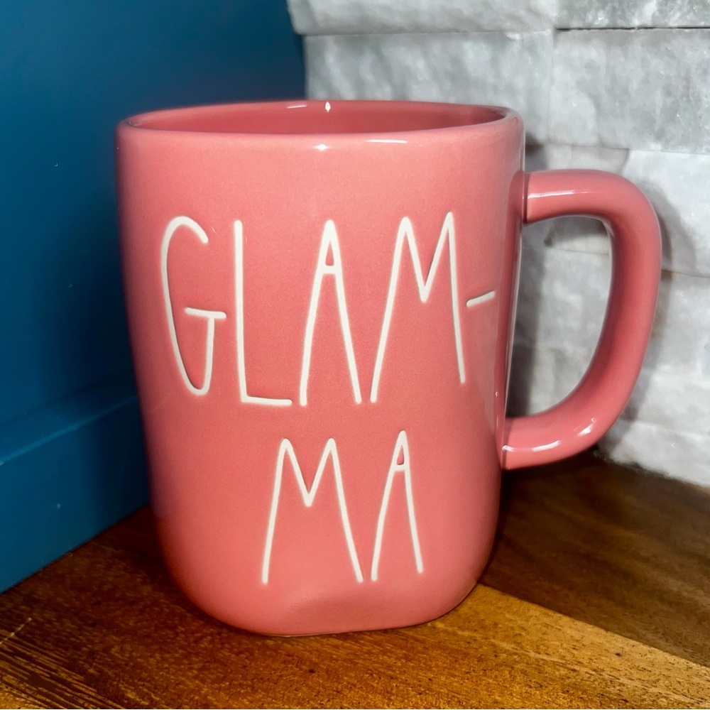 RAE DUNN GLAM-MA Pink Ceramic Coffee Mug